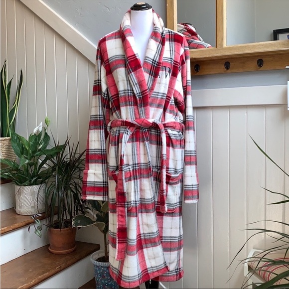 NWOT Pottery Barn Winslow Plaid Plush Robe Multi - Picture 2 of 14